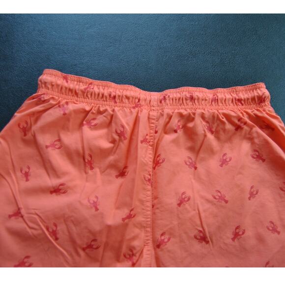 Aquary Orange w/ Red Lobster Pattern Design with Pockets Swim Shorts - Picture 2 of 9